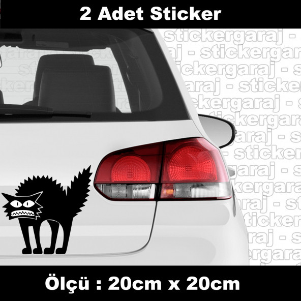 kedi şirin korkmaz sticker 2ADET - araba kask motosiklet laptop tablet pc atv uyumlu sticker 2 adet