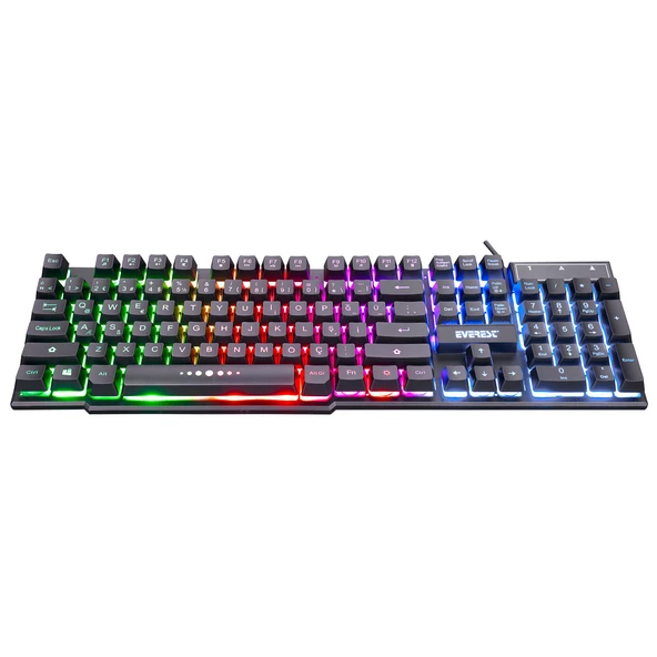 Everest Kb-X88 Blast Usb Gökkuşağı Aydınlatmalı Q Oyuncu Klavyesi Black - 2