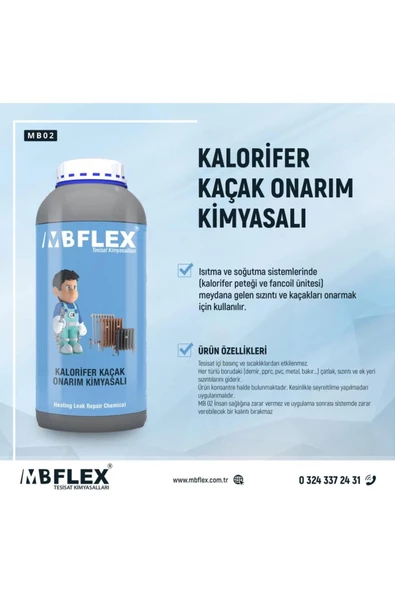MB FLEX Mbflex Mb02 – Isıtma Ve Soğutma Sistemleri Kalorifer Kaçak Onarım Kimyasalı 1000 ml - 3