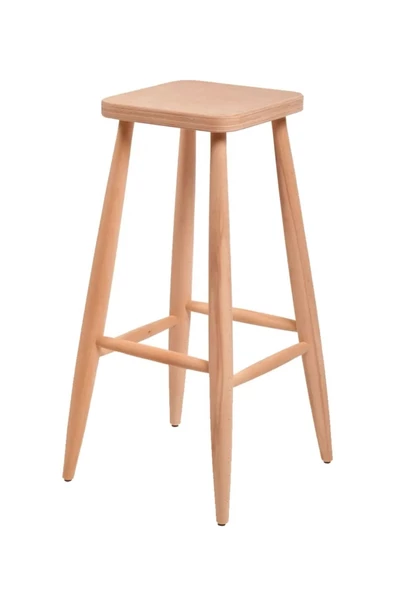 EFE AHŞAP SANATI 60 cm HAM AHŞAP KARE BAR TABURE SANDALYE - 2