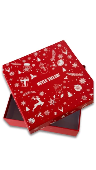 Kolix Yılbaşına Özel 20x20 Yeniyıl Dekoratif Hediye Kutusu Kırmızı