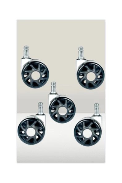 Tura Ofis Düz Krom Ayak+Çap 60 Siyah Oyuncu Koltuğu Tekeri - 5