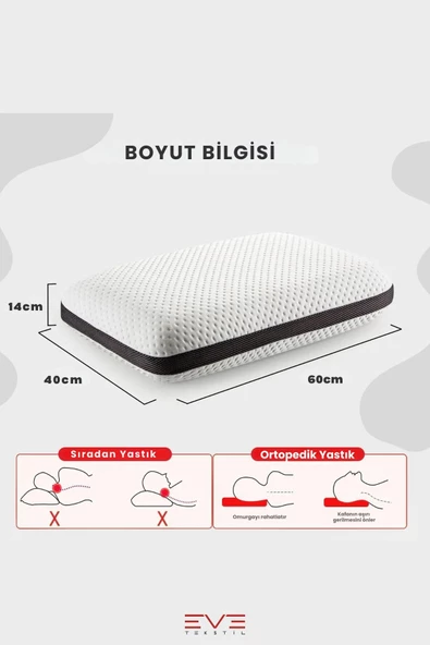 Klimalı Mega Boy Ortopetik Visco Yastık Boyun Fıtığı Boyun Düzleşmesi Için Hipoalerjik Visco Yastık - 5