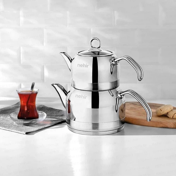 Nehir Lotus Sade Midi Çelik Çaydanlık Takımı