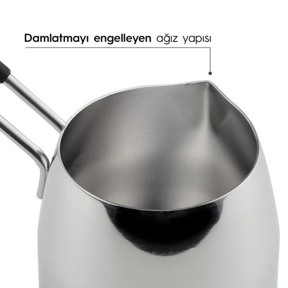 Nehir Modern 4 Parça Çelik Cezve Takımı - 4