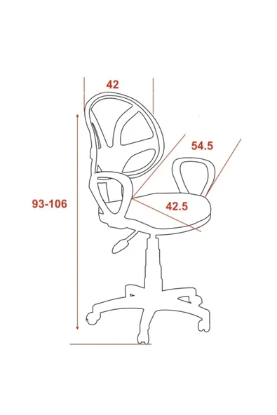 Porziyon Nadya Çalışma Koltuğu Ofis Çalışma Sandalyesi Fileli Siyah - Resim 6