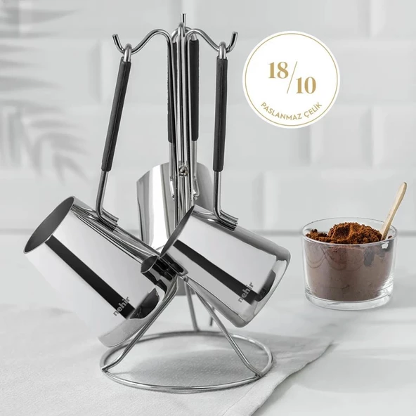 Nehir Everest 4 Parça Çelik Cezve Takımı