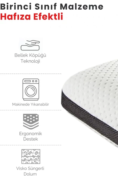 Klimalı Mega Boy Ortopetik Visco Yastık Boyun Fıtığı Boyun Düzleşmesi Için Hipoalerjik Visco Yastık - 4