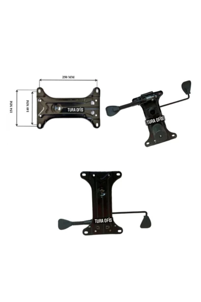 Tura Ofis Çift Kollu Mekanizma Plastik Ayak 140'lık Siyah Amortisör 5 Adet Tekerlek - 2