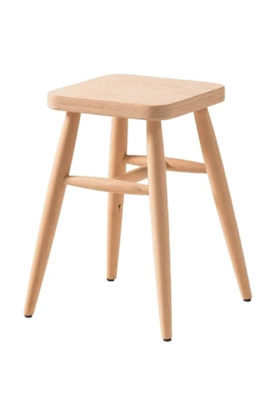 Ahtapot Ham Ahşap Torna Kare Tabure 45 cm