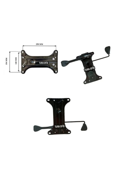 Tura Ofis 140lık Siyah Amortisör+çift Kollu Mekanizma Yedek Parça - Resim 2