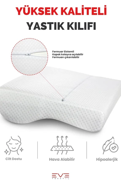 Mega Boy Ortopetik Visco Yastık Boyun Destekli & Bel Ağrısı İçin Hipoalerjik 60x40 Cm Visco Yastık - 6