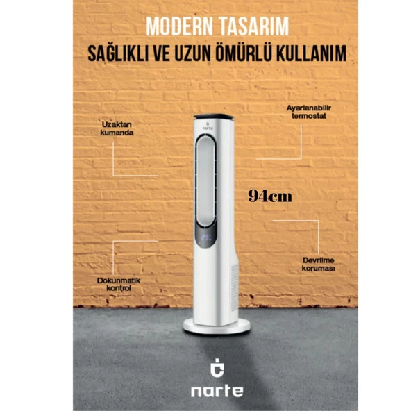 Narte NT-HCF200 2000 W Uzaktan Kumandalı Kule Tipi Fanlı Isıtıcı ve Soğutucu - 2