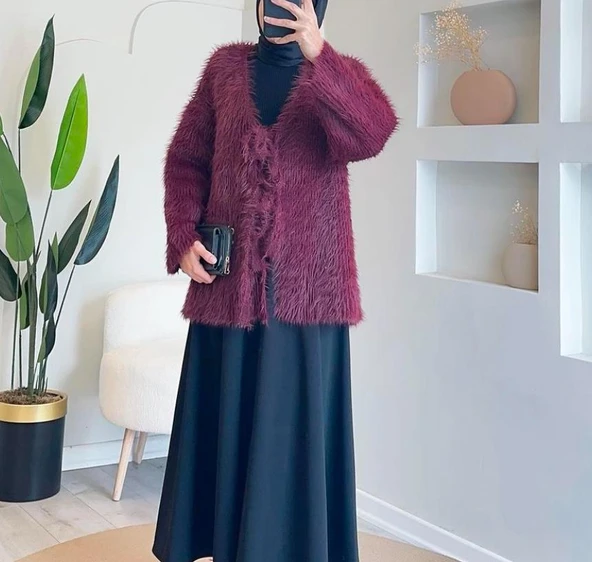 25K8682 HIRKA KÜRKLÜ ÖRME ÖNDEN BAĞCIKLI - 7