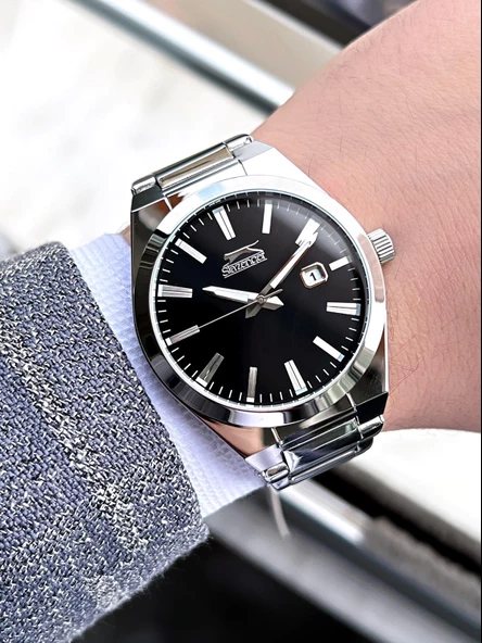 SL.1.372 Slazenger Çelik Kordon Takvimli 5 Atm Su Geçirmez Erkek Kol Saati - Resim 2