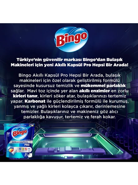Bingo Akıllı Kapsül Pro Bulaşık Makinesi Deterjanı 36 Tablet - 3