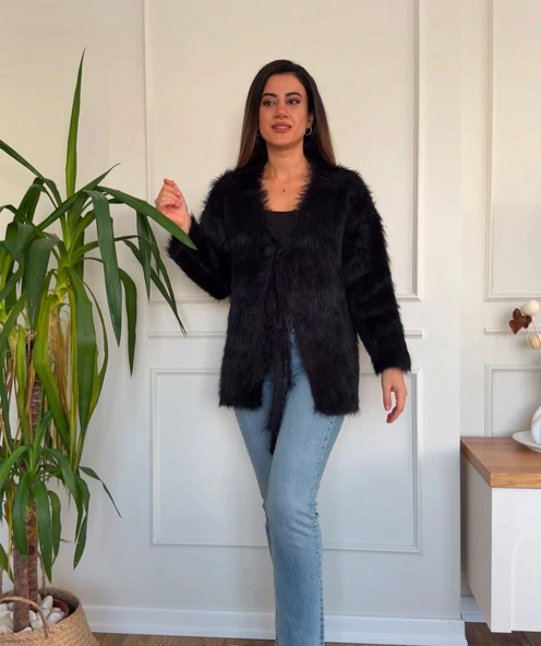 25K8682 HIRKA KÜRKLÜ ÖRME ÖNDEN BAĞCIKLI - 4
