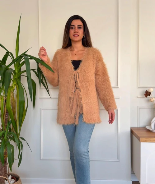 25K8682 HIRKA KÜRKLÜ ÖRME ÖNDEN BAĞCIKLI - 6