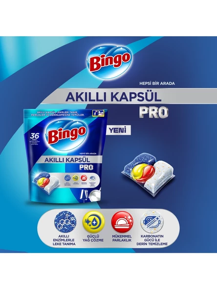 Bingo Akıllı Kapsül Pro Bulaşık Makinesi Deterjanı 50x6 300 Tablet - 2