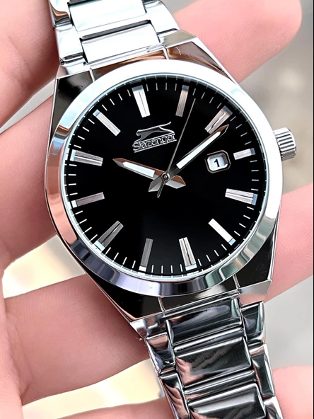 SL.1.372 Slazenger Çelik Kordon Takvimli 5 Atm Su Geçirmez Erkek Kol Saati - Resim 3