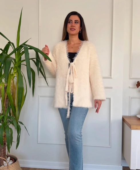 25K8682 HIRKA KÜRKLÜ ÖRME ÖNDEN BAĞCIKLI - 5