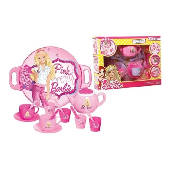 01510 Dede 14 Parça Barbie Tepsili Kız Oyun Çay Seti