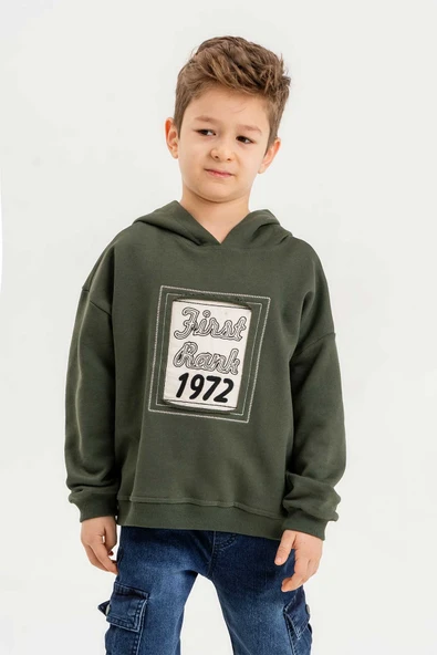 Kapüşonlu %100 Pamuk 3 İplik Erkek Çocuk Sweatshirt - Resim 6