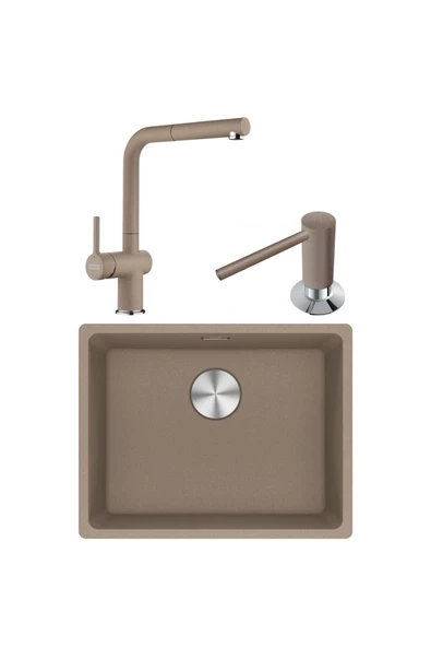 Maris MRG 110-52 Granit Eviye-Active Plus 2.0 Armatür-Sıvı Sabunluk Üçlü Set Oyster