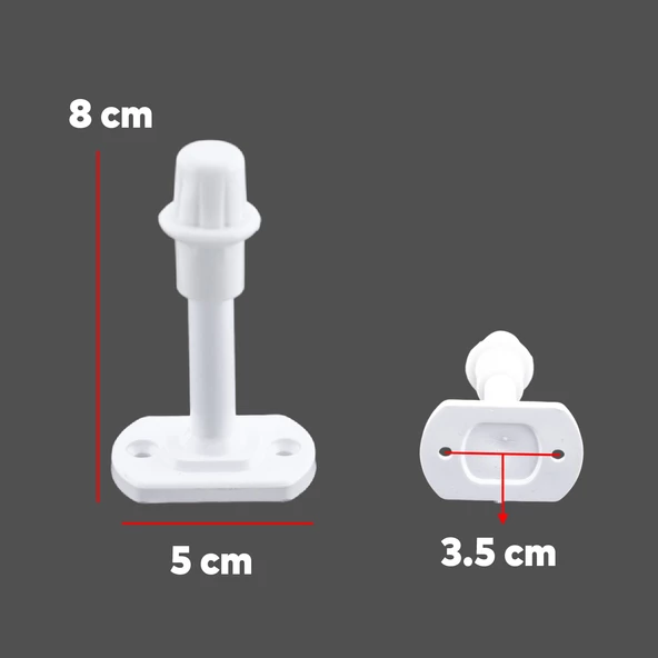 Beyaz Renk Plastik Kapı Pencere Tamponu 8 CM Vidalı Duvar Ses Önleyici Silikon Stoper 5 Adet - 2