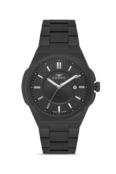 Ferro F11500AWT-G Quartz Çelik Siyah 42 mm Erkek Kol Saati