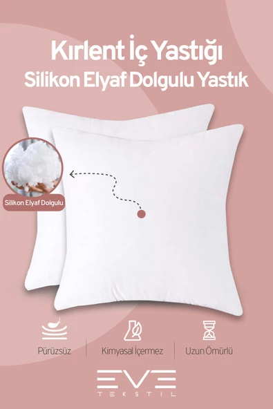 2 Adet Throw Serisi Antialerjik %100 Silikon Elyaf Dolgulu Kırlent Iç Kare Yastık 45x45cm 350gr - 2