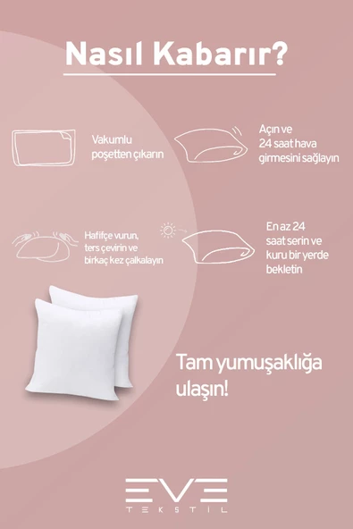 2 Adet Throw Serisi Antialerjik %100 Silikon Elyaf Dolgulu Kırlent Iç Kare Yastık 45x45cm 350gr - 5