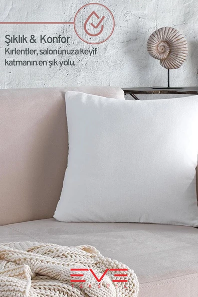 2 Adet Throw Serisi Antialerjik %100 Silikon Elyaf Dolgulu Kırlent Iç Kare Yastık 45x45cm 350gr - 7