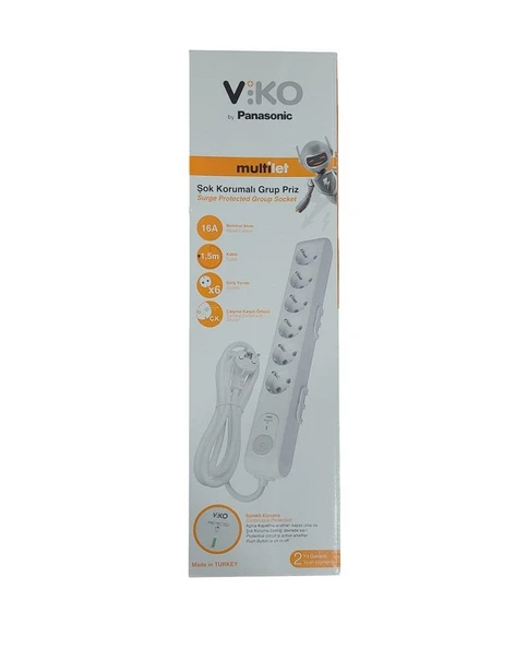 Viko Multilet 6 lı Şok Korumalı Topraklı 1,5mt Grup Priz - 2