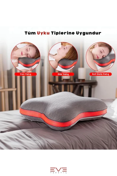 Visco Ergonomik Horlama Önleyici Yüksek Kaliteli Elastik Karbon Yıldız Desenli Yastık - 4