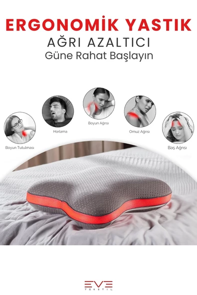 Visco Ergonomik Horlama Önleyici Yüksek Kaliteli Elastik Karbon Yıldız Desenli Yastık - 3