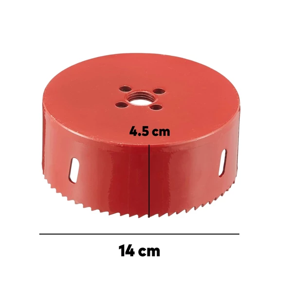Metal Sds Plus Panç Ø 140 mm Çap 14 cm Delik Oyuk Açma Delme HSS Bi Metal Testeresi Adaptör Uç - 2