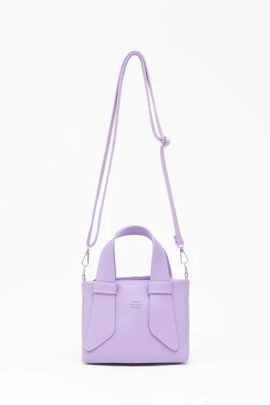 Lila SHK60 Suni Deri Tek Bölmeli Çift Saplı El ve Çapraz Omuz Çantası U:14 E:21 G:8 cm - Resim 2