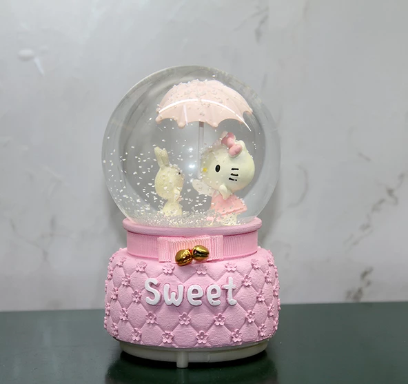 Hello Kitty Işıklı Müzikli Kar Küresi Orta Boy Alk3042