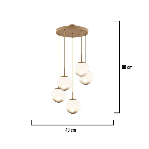 Apliqa Mirsad 5Li Yuvarlak Eskitme Tekli Retro Modern Sarkıt Avize - Resim 4
