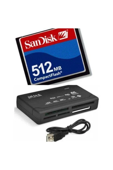 Pmr  Bluesey Sandisk. 512 Mb Compact Flash Hafıza Kartı - Usb 2.0 Cf Kart Okuyucu