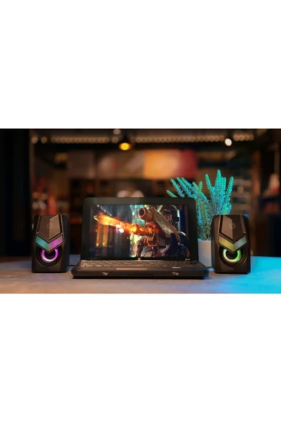 HP  DHE-6000 6W 2.0 RGB Aydınlatmalı Multimedya Hoparlör (3,5mm jack+usb) (Ramwhite Türkiye Garantili) - 6