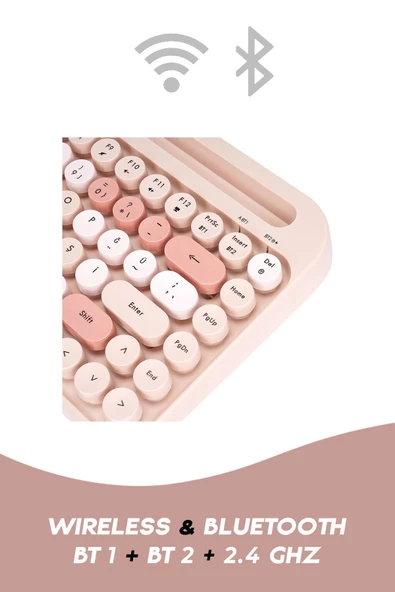 Everest  K-98 LATTE 2.4G+BT1+BT2 Mac Wın Ios Android Çoklu Cihaz Bağlantılı Kablosuz Bluetooth Klavye - 4