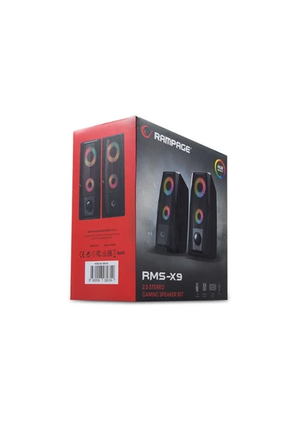 Rampage  RMS-X9 2.0 RGB Işıklı Multimedia 5v 30db Gaming Oyuncu Speaker - 2