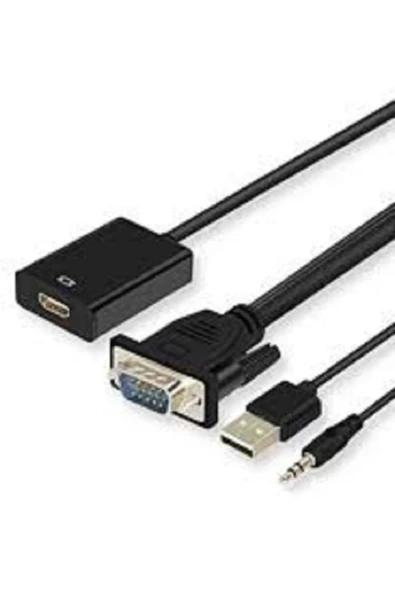 evotech Vga To Hdmi Kablo Dönüştürücü Converter Görüntü Ve Ses Çevirici Adaptör Tv Televizyon Konnektör - 3