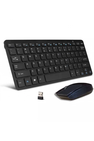 Platoon  Pl-395 Mini Kablosuz Q Klavye Mouse Set Siyah