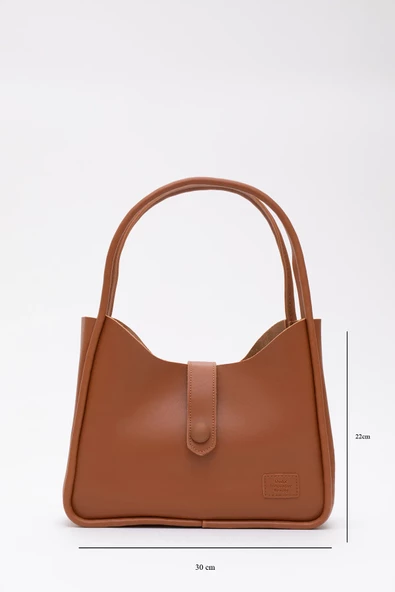 Taba Shk79 Deri Düğme Detaylı Çıtçıtlı Makyaj Çantalı Kol ve Omuz Çantası E:30 U:22 G:10 - Resim 2