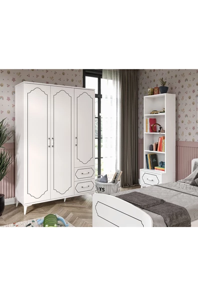 KZNMOB HOME Hayal  Modern Genç Odası Takımı Beyaz - 4 Parçalı Ve Tamamı 1. Kalite Mdf - 3