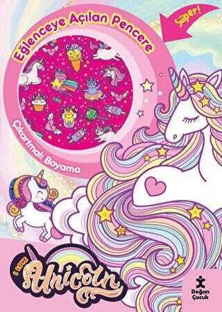 I Love Unicorn Eğlenceye Açılan Pencere Çıkartmalı Boyama Kitabı Doğan Çocuk