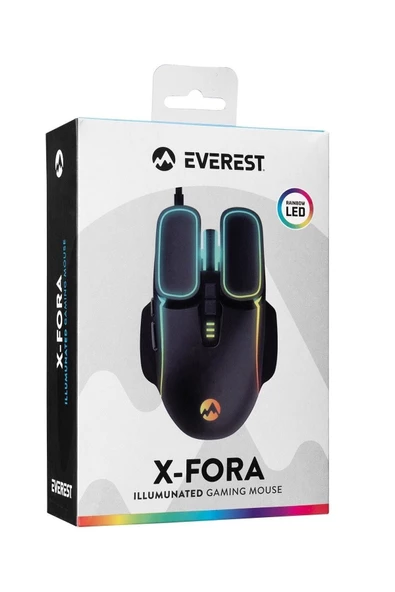 Everest Rampage  Sm-g55 X-fora Led Işıklı Gökkuşağı Aydınlatmalı 7200dpı Oyuncu Mouse (Everest Türkiye Garantili) - 5
